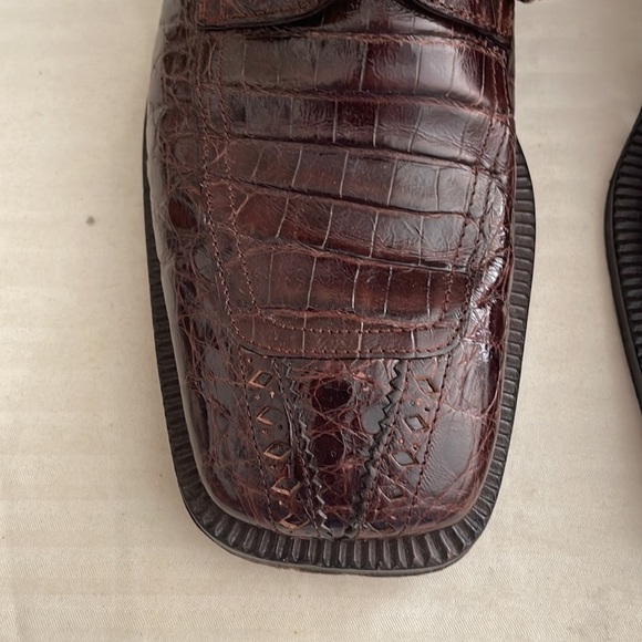 David Eden Glasgow Crocodile Head Brown Dress Shoes Men’s size 8 Exotic Leather - Picture 8 of 13